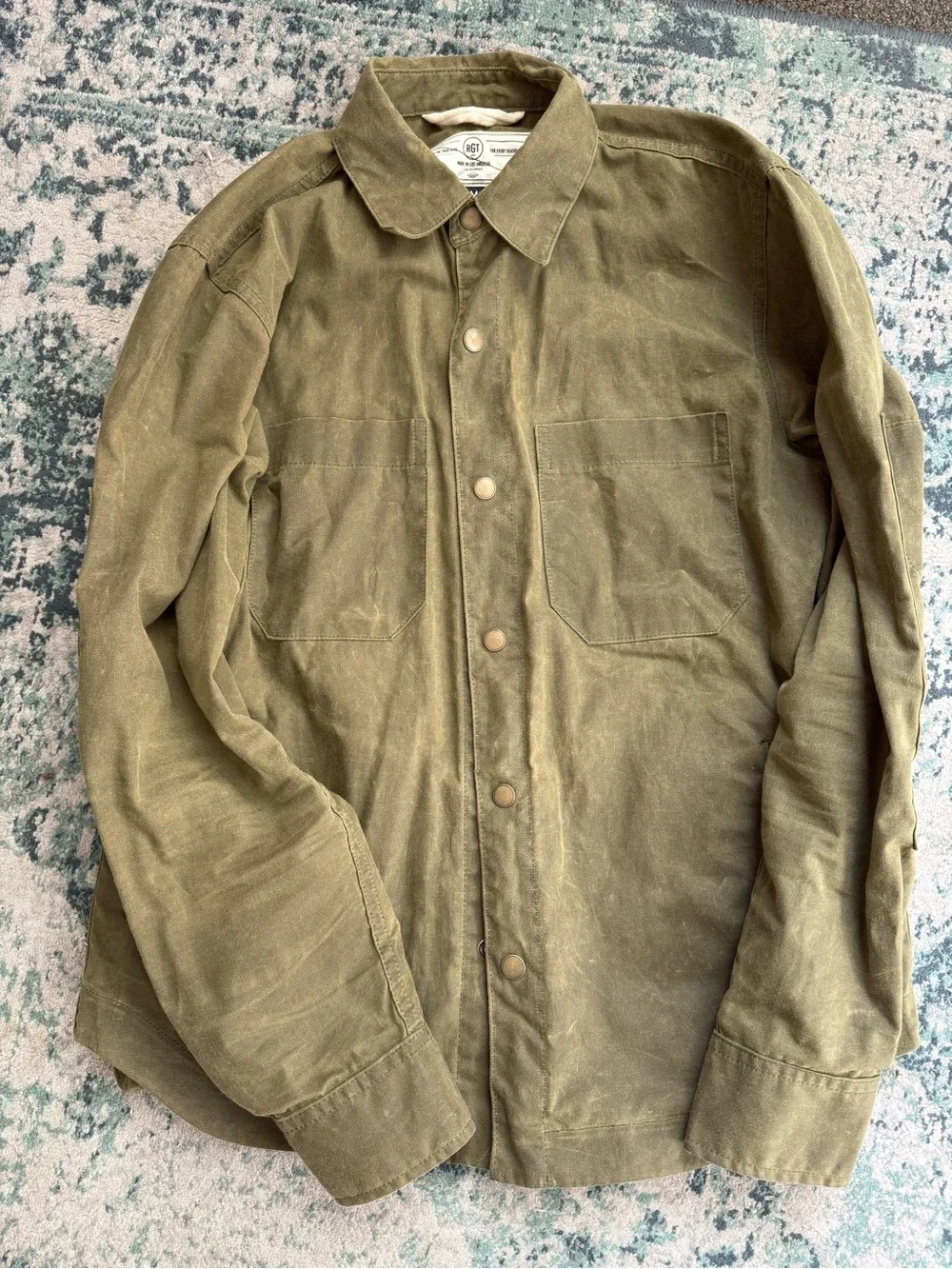 Rogue Territory - Men's Olive Green Waxed Canvas Overshirt Jacket - Picture 1 of 3
